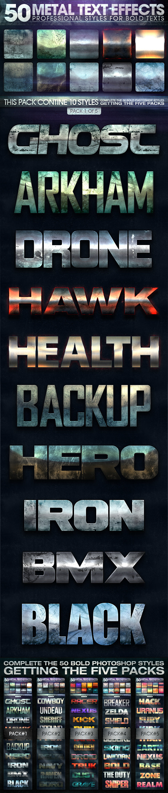 ⚙️ 10 Metal Text Effects – Ultimate Photoshop Style Pack for Bold Typography