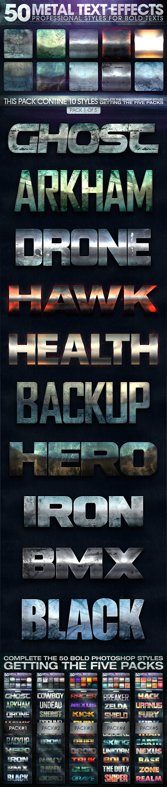 ⚙️ 10 Metal Text Effects – Ultimate Photoshop Style Pack for Bold Typography
